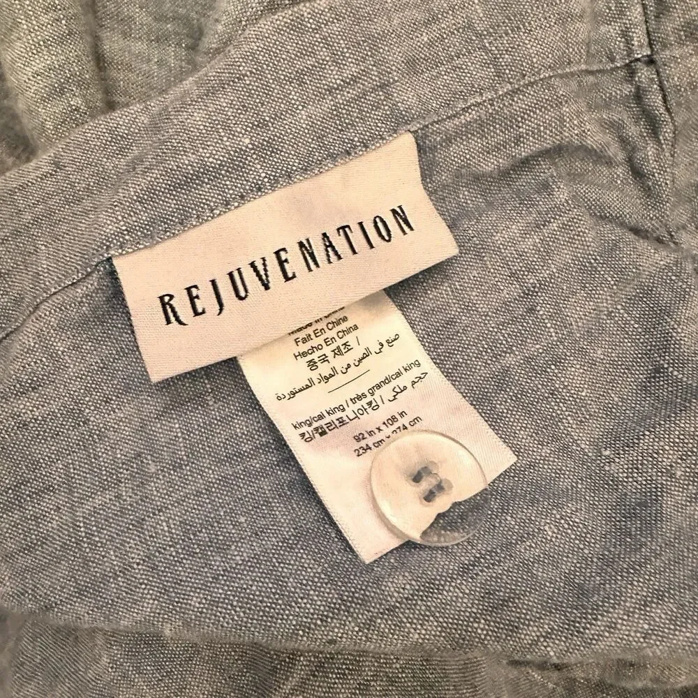 Rejuvenation 100% Linen Duvet Cover Chambray Blue King Size 92 x 108
